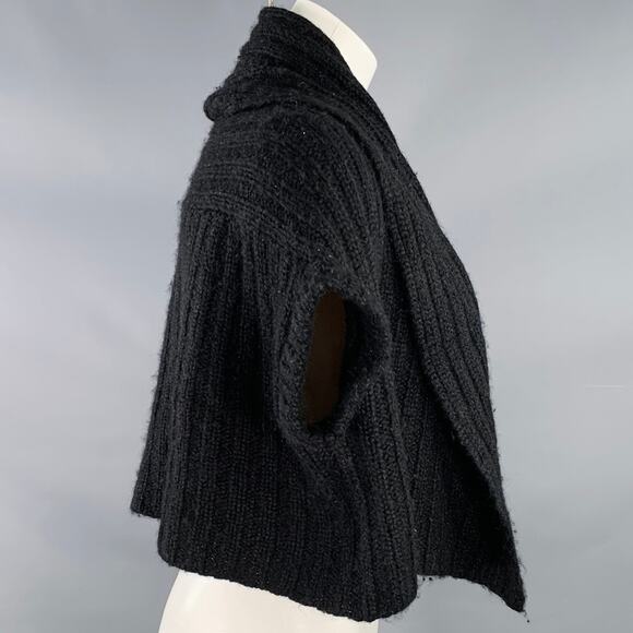 JARBO Size 0 Black Alpaca Blend Knit Shawl Collar Open Front Shrug Cardigan - Picture 2 of 7